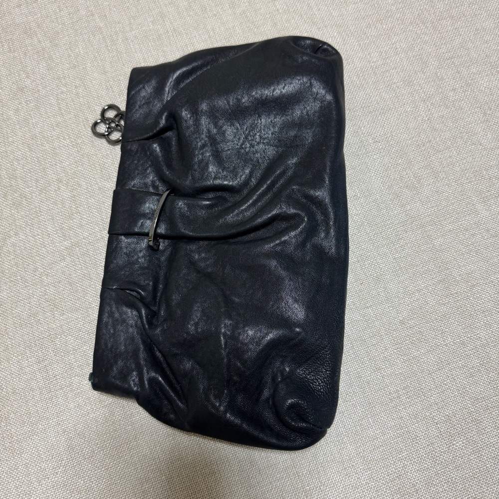 Stella & Dot genuine leather clutch.Black color. Cocktail bag.